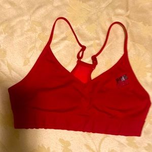 PINK Sport brand red sports bra lightly lined NWOT size medium